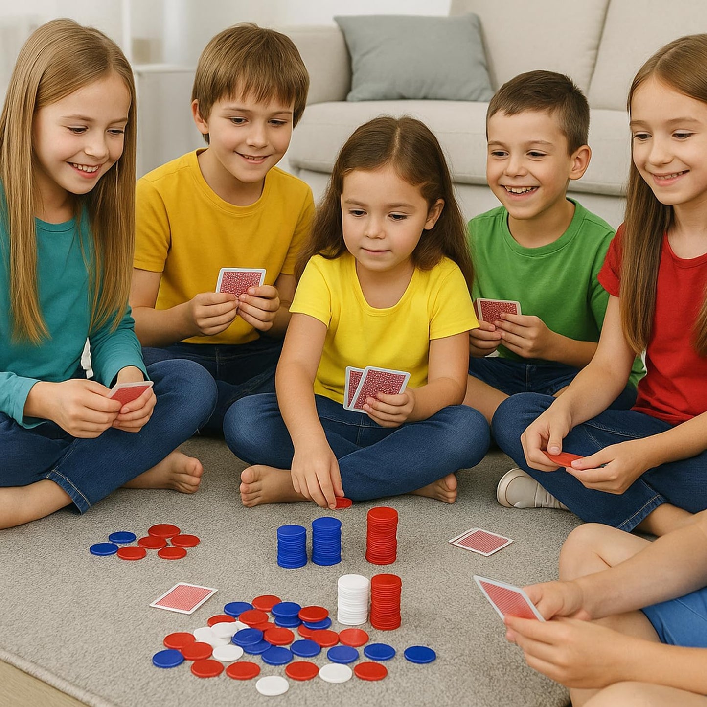 GiftExpress Lot of 300, Plastic Poker Chips for Kids Game Play, Learning Math Counting, Bingo Game, Red, White & Blue 100 pcs ea