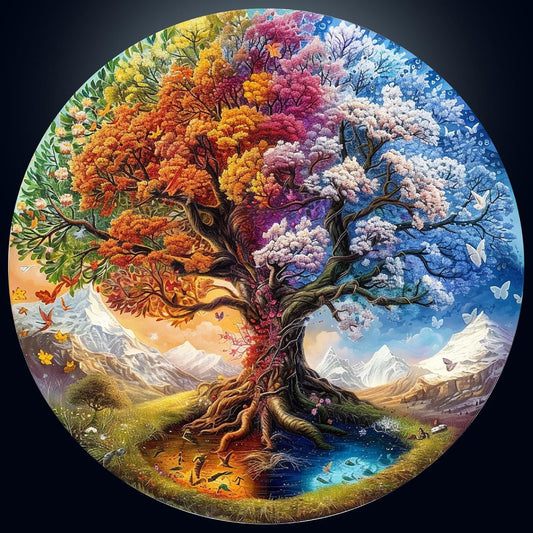 masseruon Round Puzzles for Adults 1000 Pieces-Tree of Life Puzzle-26.6x26.6in Jigsaw Puzzles with HD Matte Finish-Hard Impossible Difficult for Adult-Challenging Gift for Puzzle Lovers