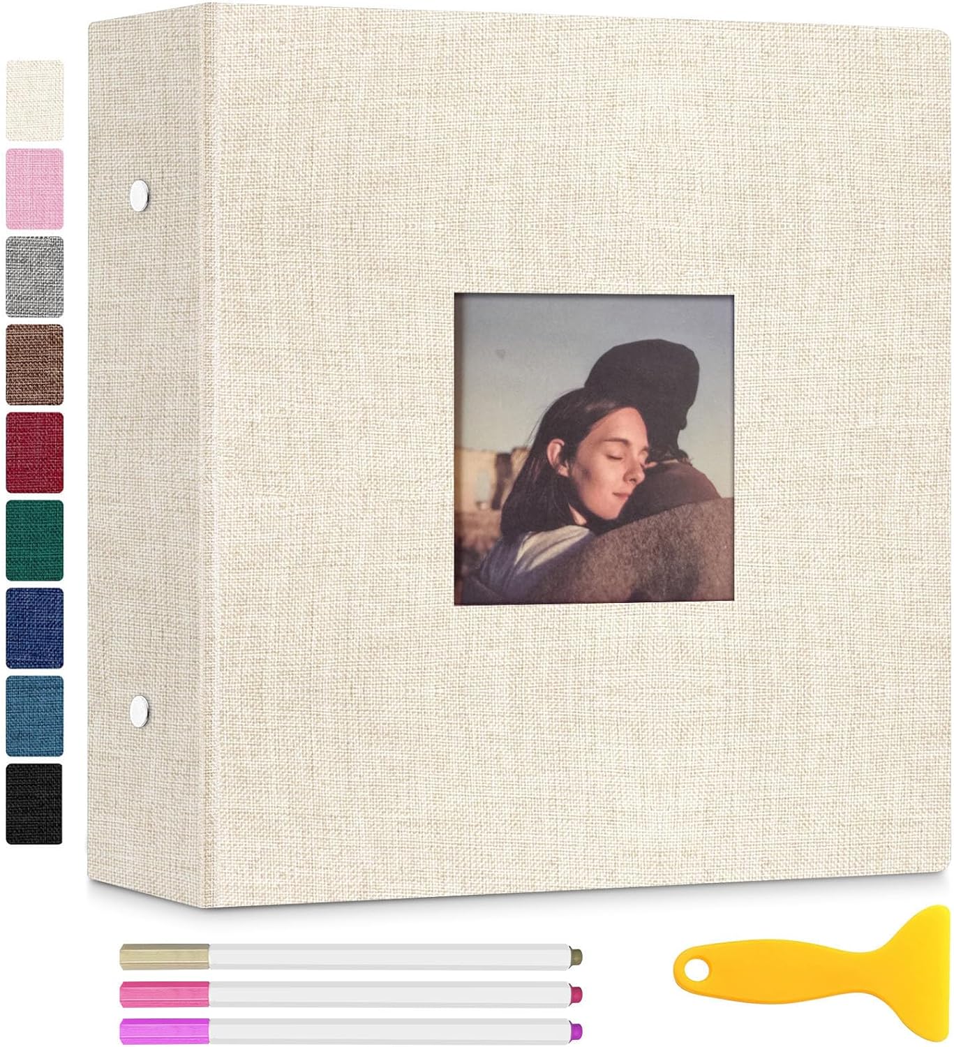 Zesthouse Photo Album Self Adhesive with Picture Display Window, 3-Ring Scrapbook Albums 60 Pages Holds 8x10 5x7 4x6 Photos, DIY Photo Book Ideal Gift for Family Wedding Baby