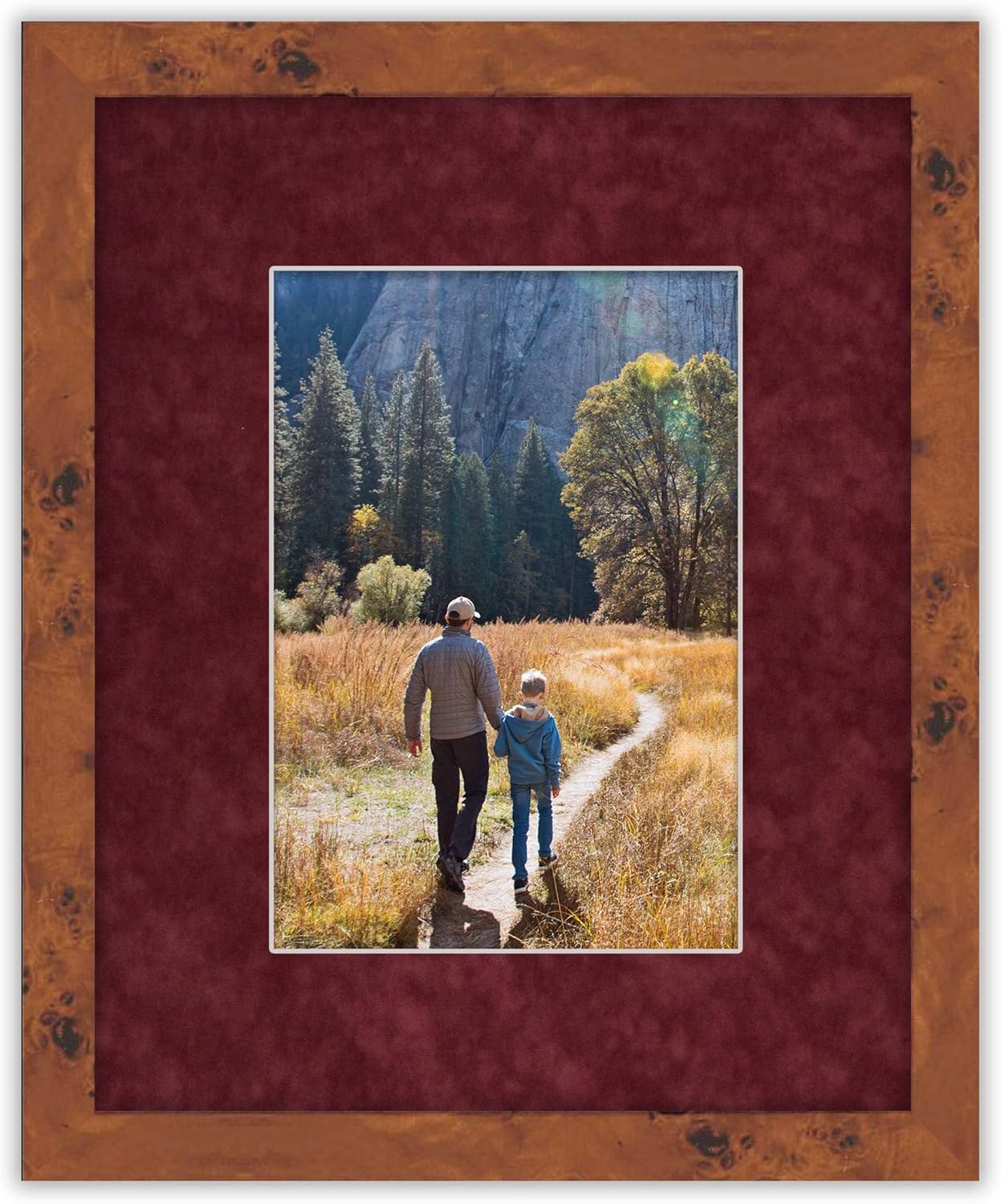 8x10 Mat Bevel Cut for 5.5x8.5 Photos - Acid Free Dark Red Suede Precut Matboard - For Pictures, Photos, Framing - 4-ply Thickness