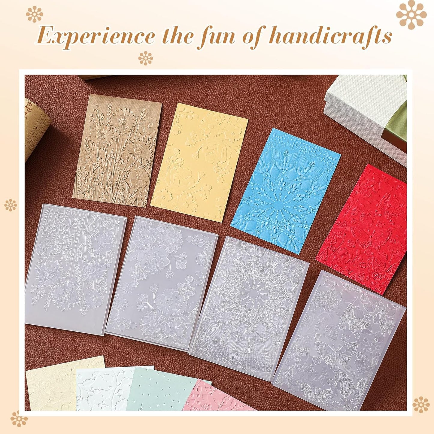 Geiserailie 8 Pcs Embossing Folders Embossing Machine Template Paper Card Folders for Christmas Card Making DIY Flower Scrapbook Photo Album Craft Decoration 5.9 x 4.1 Inch (Elegant Style)
