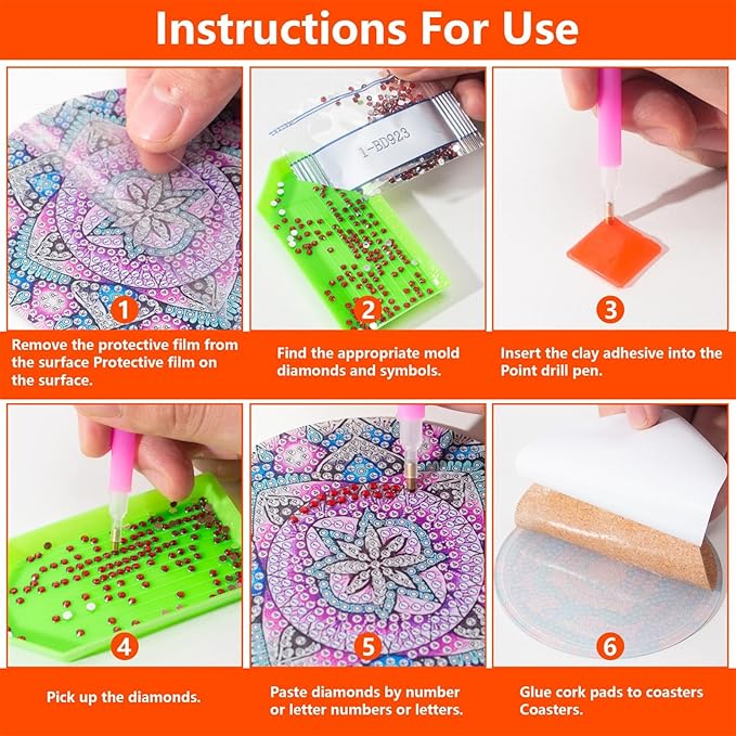 Butterfly Diamond Art Coasters Kit for Adults, 8PCS DIY Diamond Painting Craft Set with Holder, Gem Art Mosaic Coasters, Diamond Dotz Kit, Arts and Crafts Gift for Women & Teens