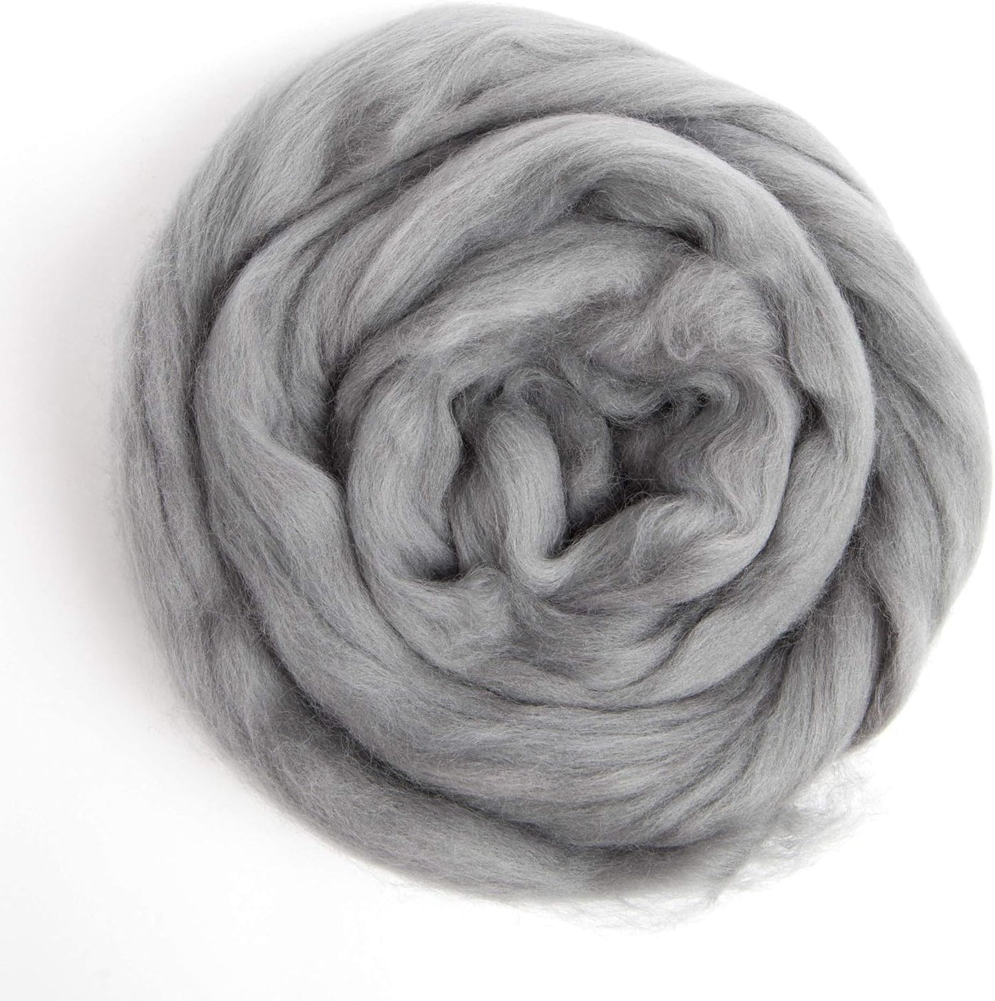 Desert Breeze Distributing 100% Natural Merino Wool Roving - Premium Combed Top Merino Roving Wool - Tapestry, Spinning, Wet Felting & Needle Felting Supplies - 21.5 Micron - 1 oz, Color Silver