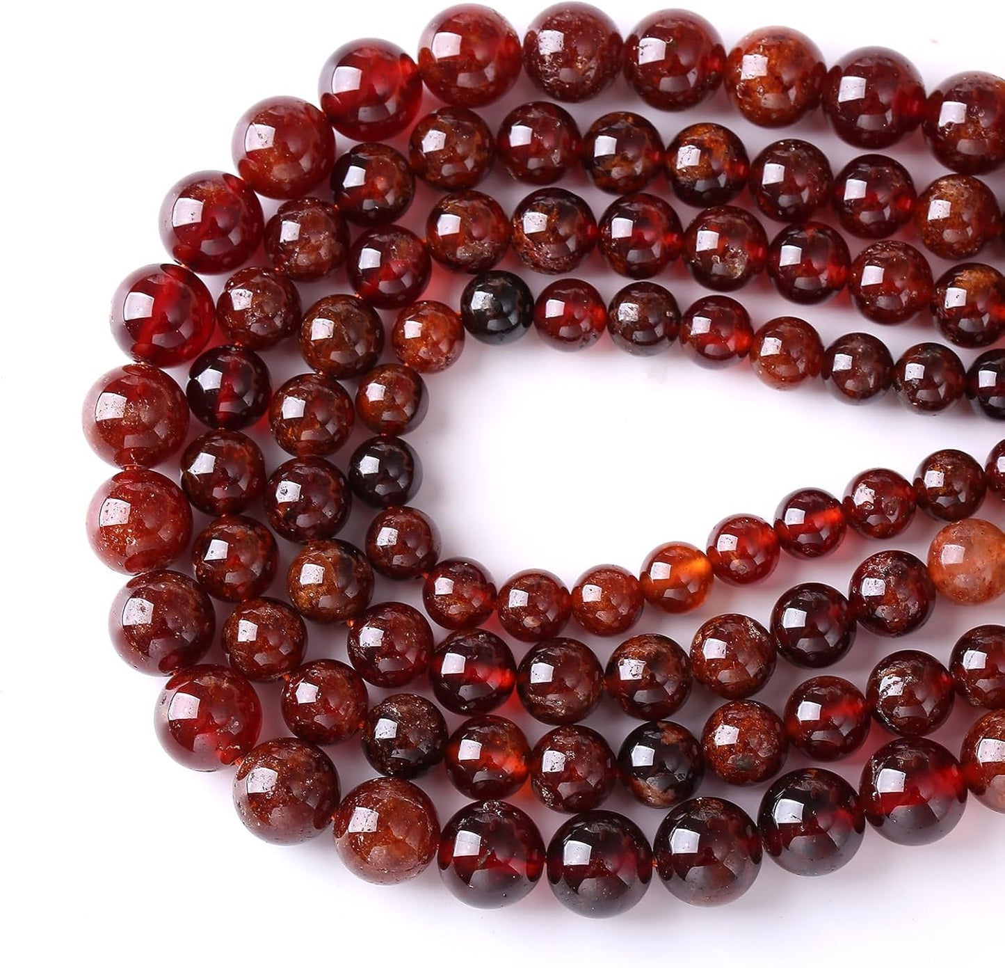 8MM 45PCS Natural Orange Garnet Beads Round Loose Beads for Jewelry Making DIY Necklace Accessories Energy Crystal Healing Power Bracelet