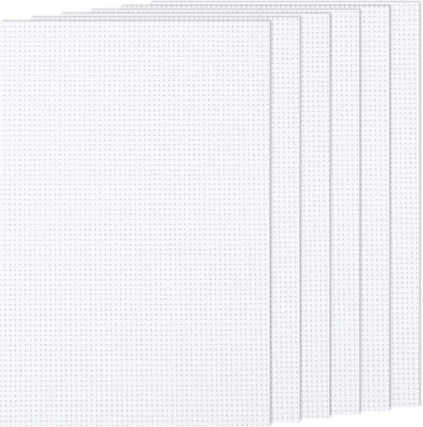 6 PCS Cross Stitch Aida Fabric 14 Count, 18 by 12 Inch, Classic Reserve Cross Stitch Aida Cloth for Home DIY Embroidery Decoration, White