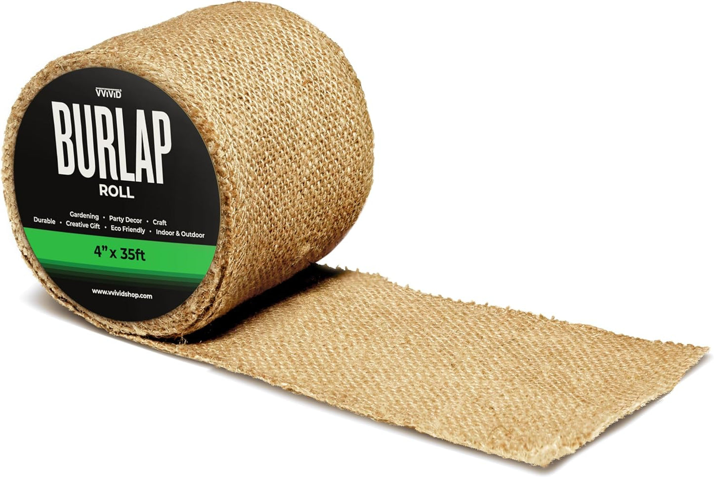 VViViD Burlap Fabric Roll (4” x 35ft) Natural Jute for DIY Crafts, Wedding Decorations, Gift Wrapping & Home Accents