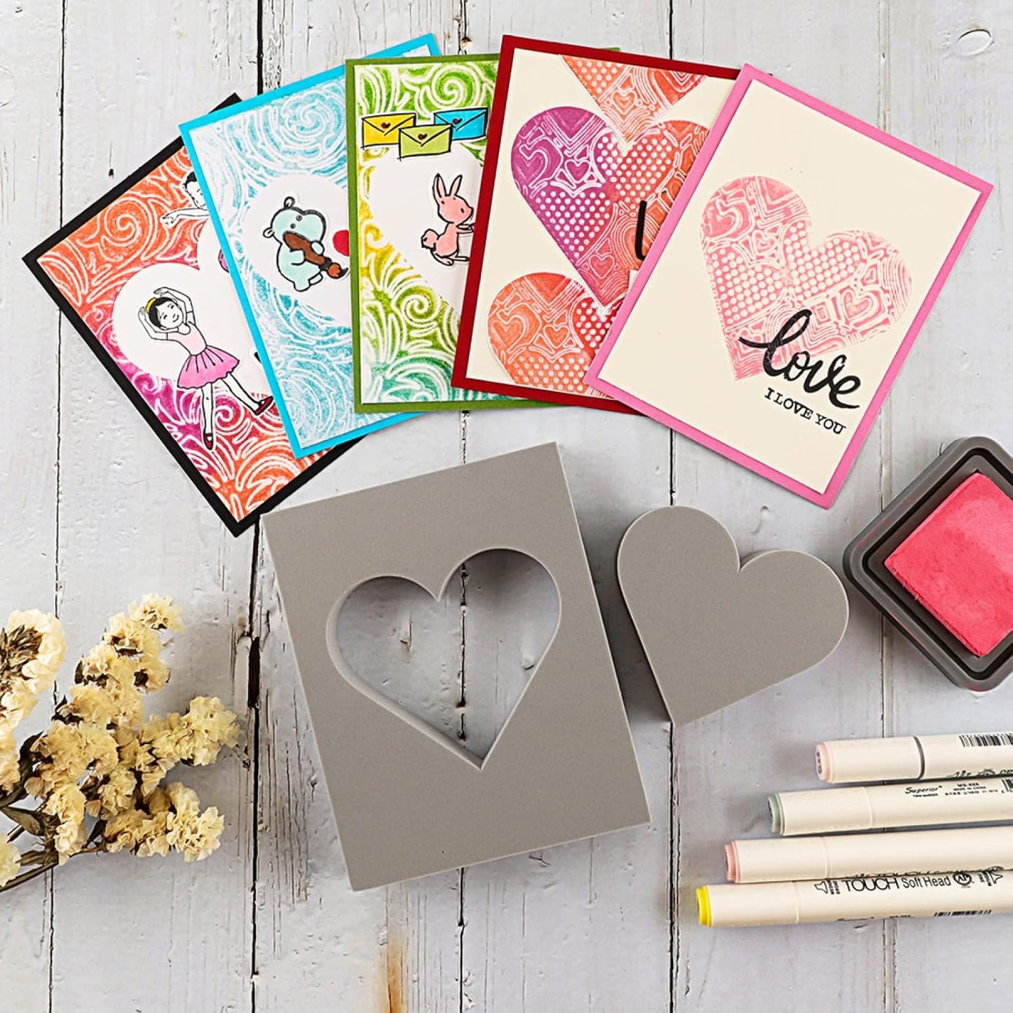 BAOFALI 4 Pcs Heart Cut Stamping Foam Grey Moldable Foam Stamps Plastic Dry Foam Stamp Pad Cut and Dry Foam Stamping Foam Block for Sculpture, Modeling, DIY Arts and Handicrafts Projects