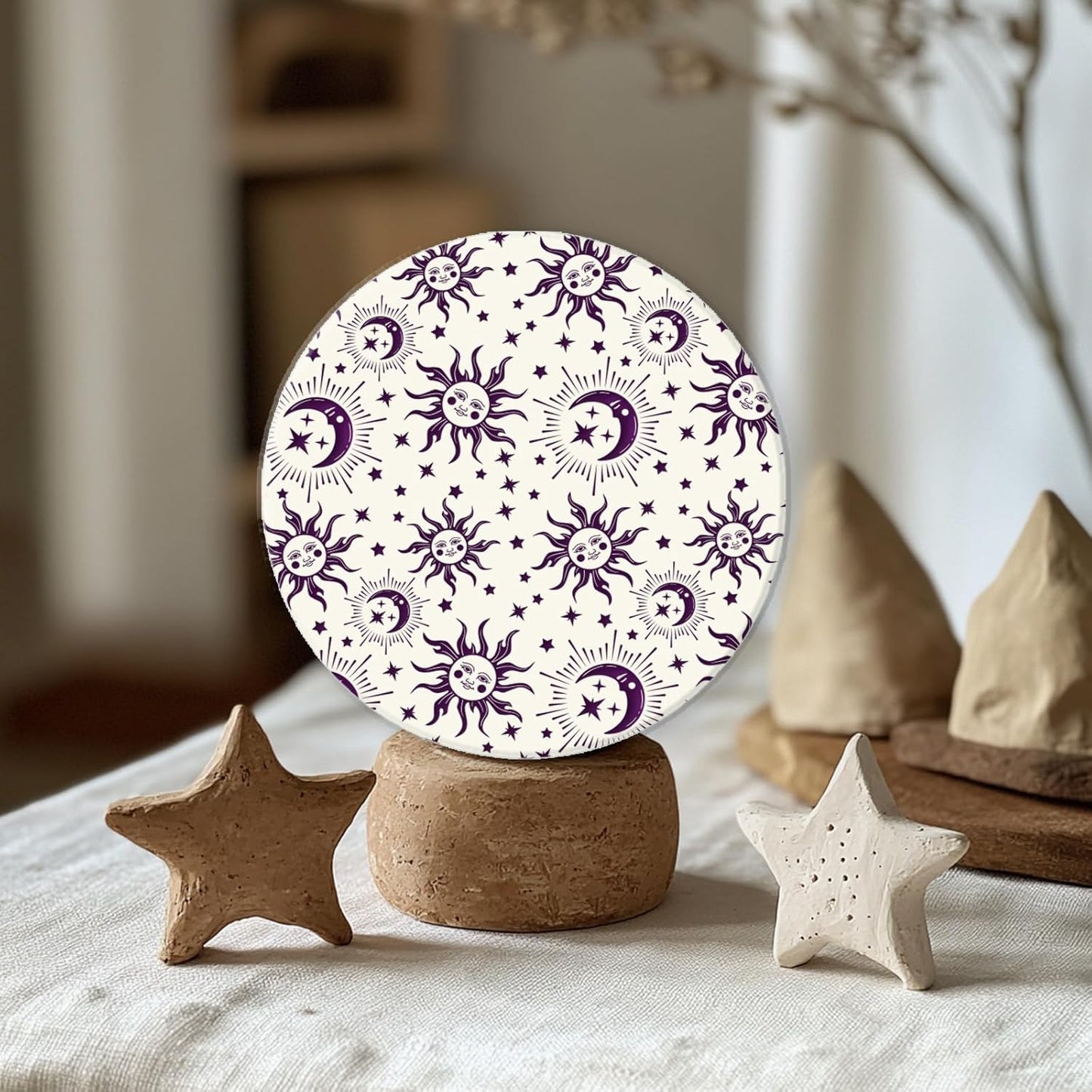 CHGCRAFT Sun Moon Stars Polymer Clay Texture Sheets Silicone Texture Stamp Clay Texture Mat Modeling Pattern Pad Texture Sheets for Jewelry and Clay Earrings Tools, 5.5x5.5 inch