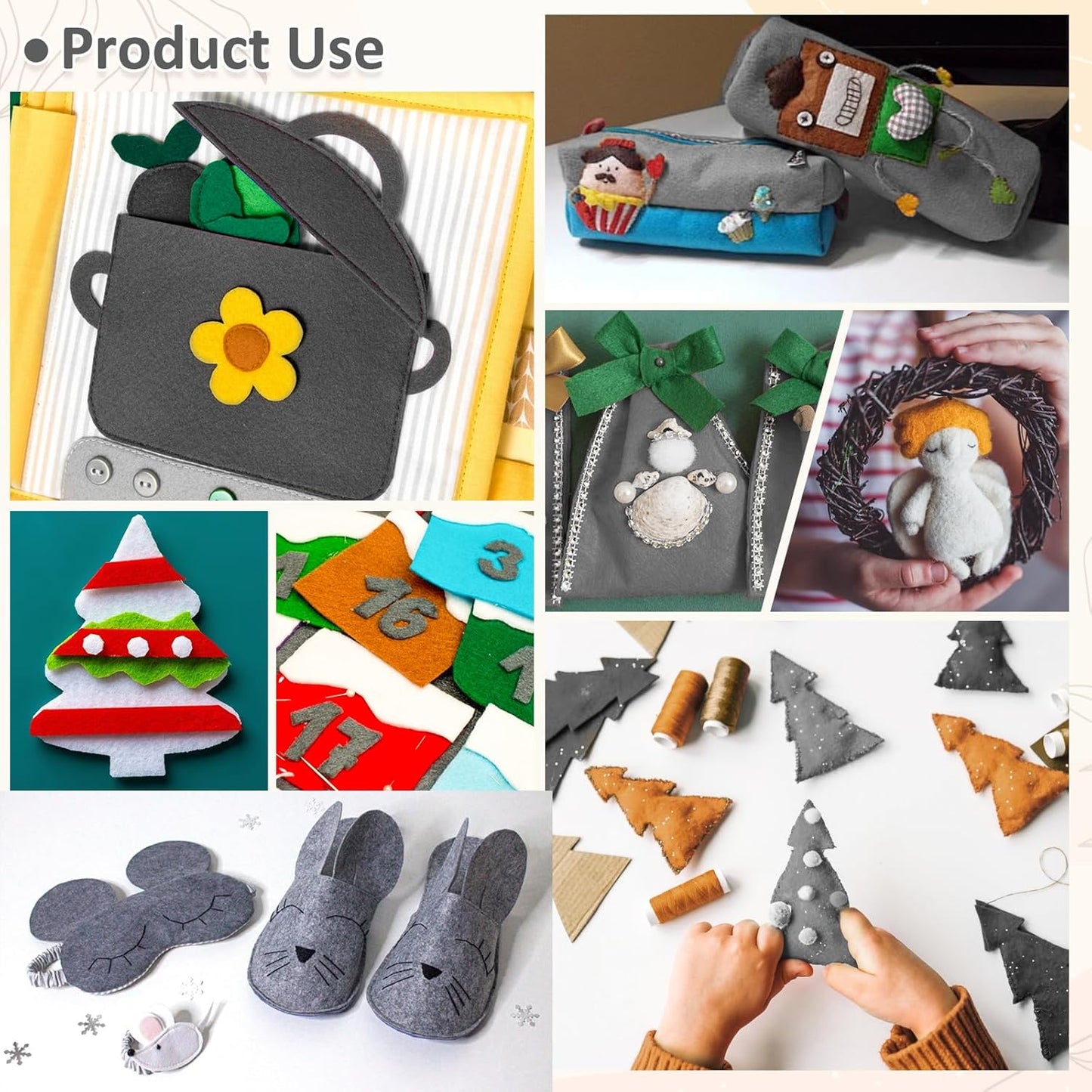 XSEINO 12 Rolls 8"x35"(20.5x90cm) 1.4mm Thick Soft Felt Fabric Sheet 12 Assorted Black White Gray Series Colors Felt Pack for DIY Craft Sewing Squares Nonwoven Patchwork