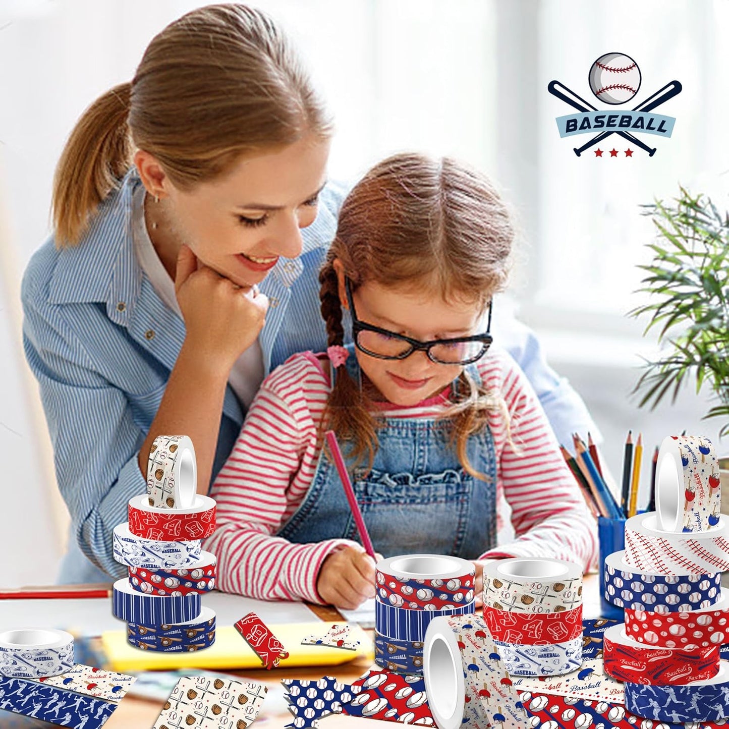 Adirasenotek 12 Rolls Sports Washi Tape,Baseball Washi Tape Decorative Paper Stickers Decorative Tape,DIY Art Crafts Wrapping Decor for Gifts Wrapping Scrapbooking Baseball Border Trim