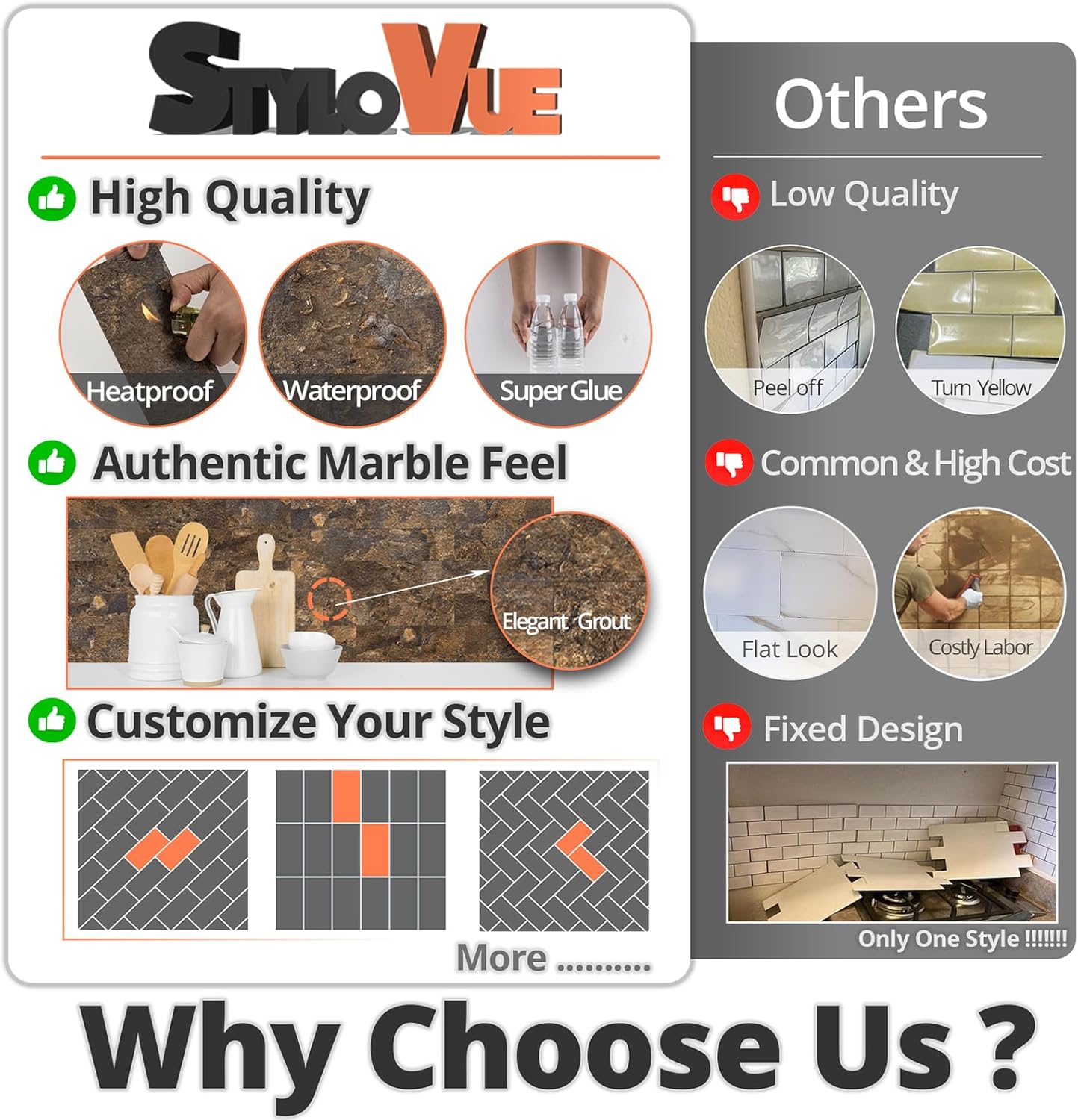 100 Pieces Peel and Stick Backsplash for Kitchen, 3" x 6" PVC Subway Tile 2025 Upgraded Rust Slate Backsplash Stick on Tile Elevate Kitchen, Bathroom, Fireplace,RV