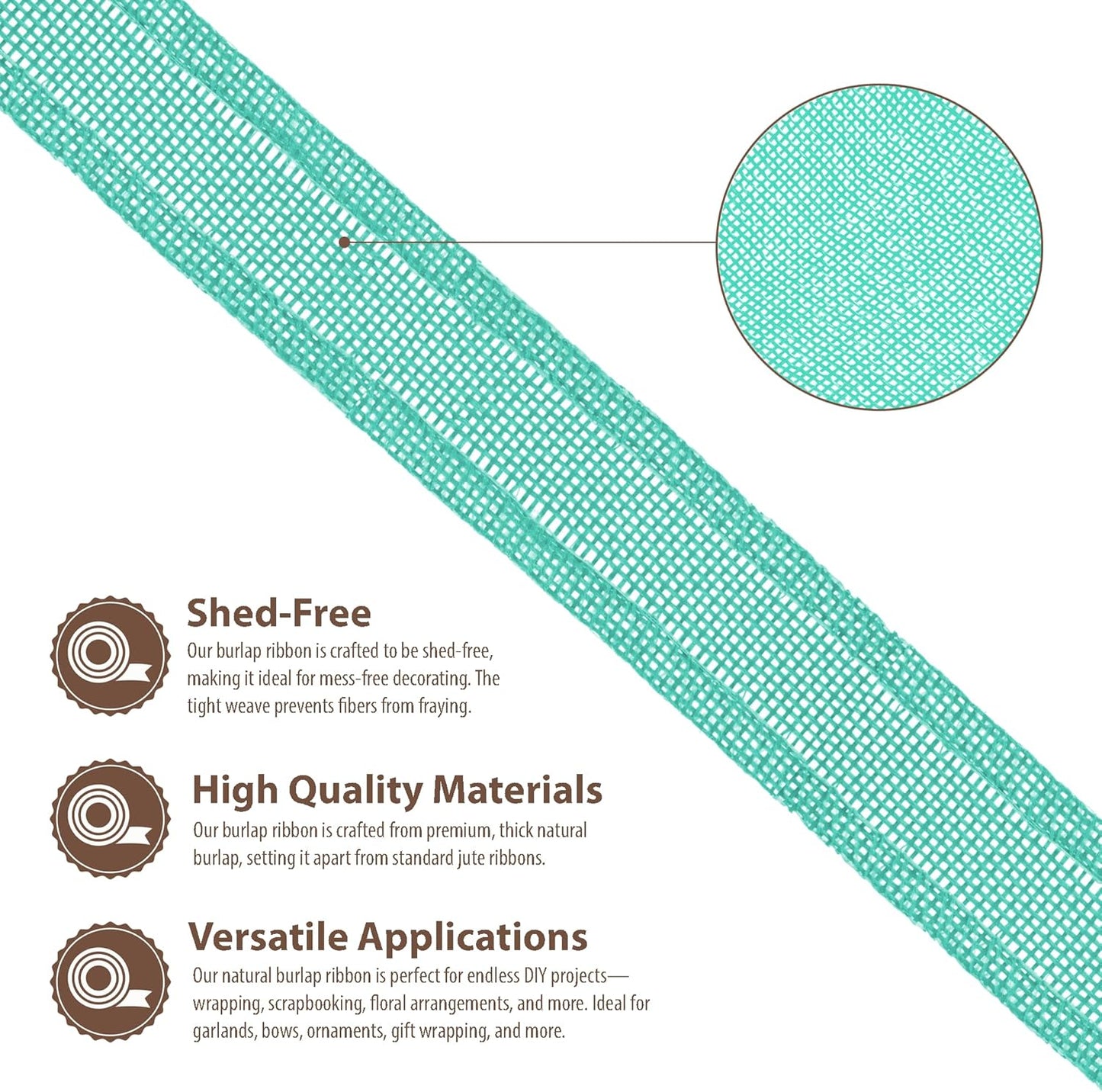 Mandala Crafts Turquoise Burlap Ribbon 1.5 Inches Wide Jute Ribbons for Crafts - 20 Yds Roll Rustic Burlap Wrap Trim Ribbons for Wreaths Bows Wedding Party Decoration