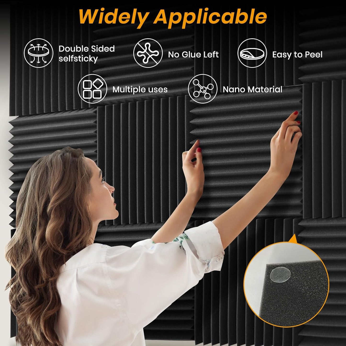 Focusound 300 Pack Double-Sided Sticky Adhesive Dots for Acoustic Foam Panels, Circle Clear Removable Glue Dots for Wall Hanging