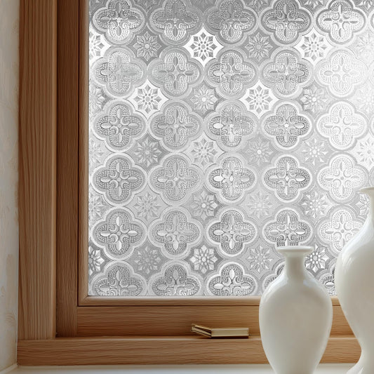 Window Privacy Film Decorative for Front Door, Bathroom Static Cling Stained Glass Sticker Opaque Heat Control UV Blocking Non-Adhesive for Home Windows 35.4 X 78.7 inches