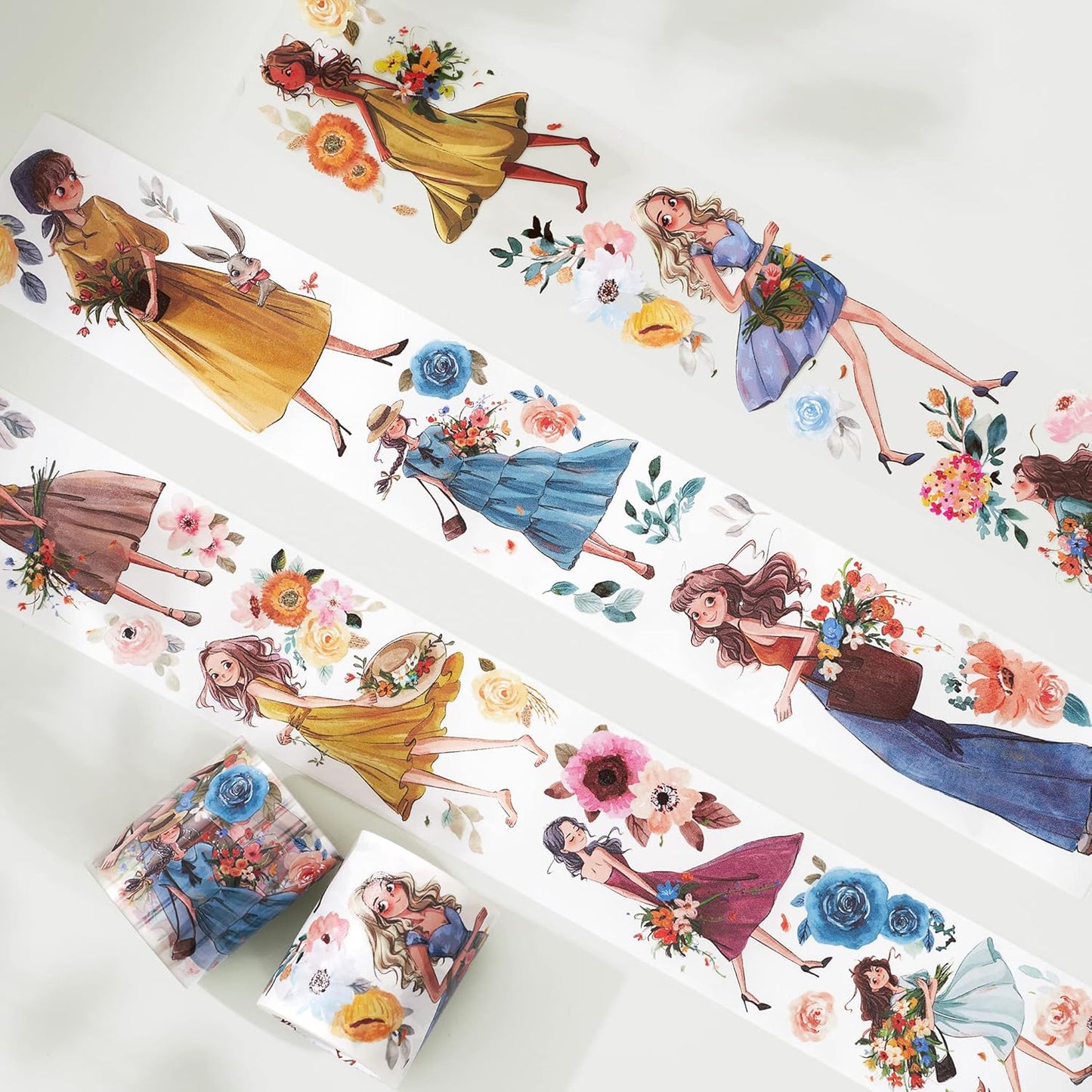 WT Carefree Wide PET Tape, Single Roll, Original Character Designs, Transparent Decorative for Journals, Planners & DIY Crafts