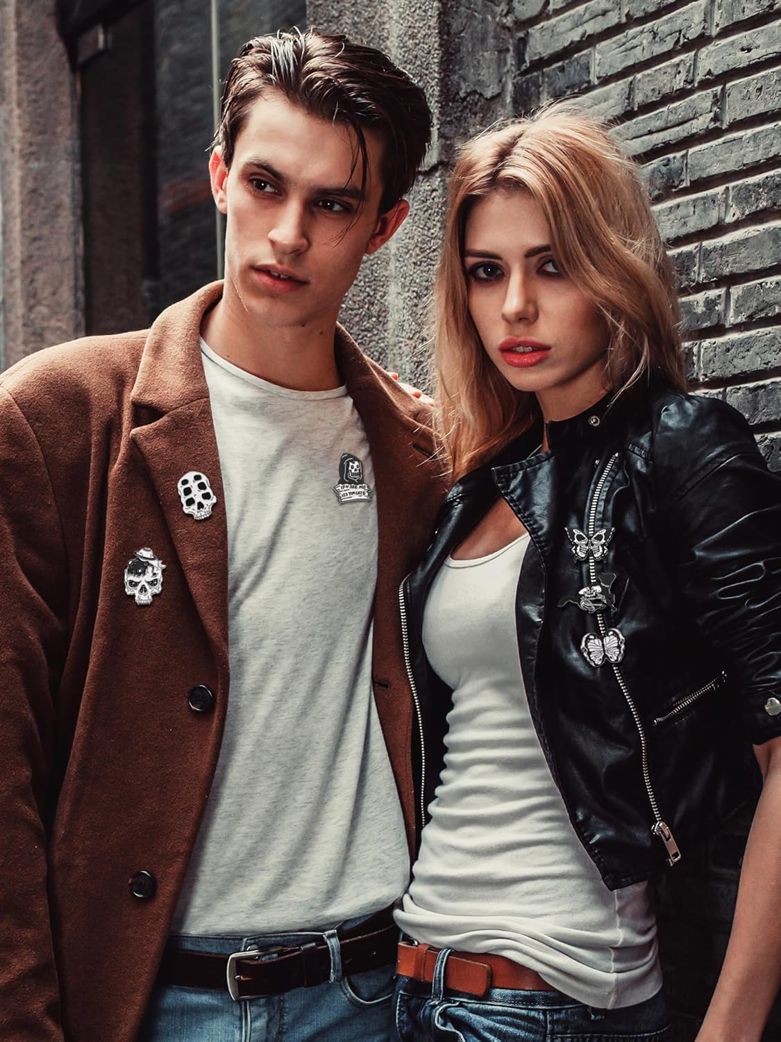 Ferraycle 30 Pieces Halloween Enamel Pins Set Horror Enamel Pins for Backpacks Cool Skeleton Ghost Butterfly Cat Lapel Pin Steampunk Brooches Pin for Hats Clothes Women Men