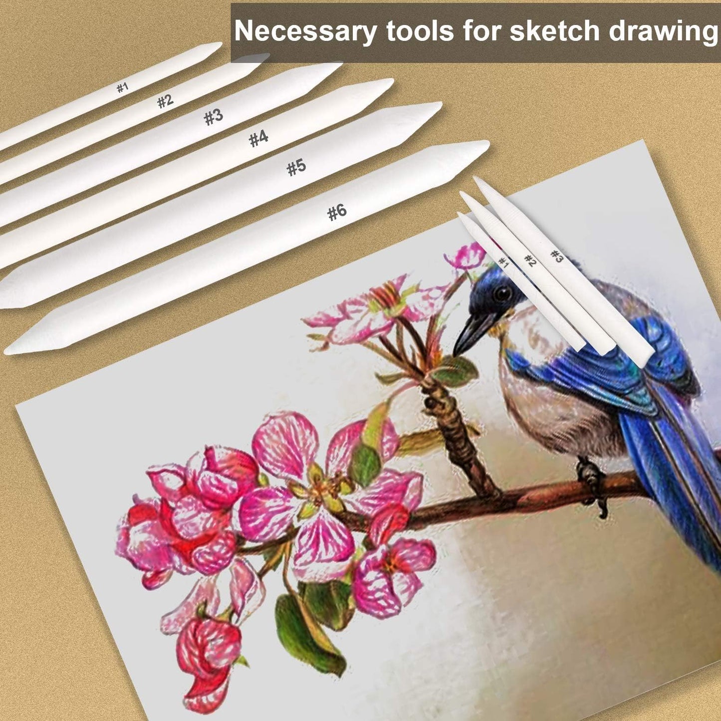 FEBSNOW 48 Pcs Blending Stump and Tortillions, Paper Art Blenders, Art Pencils, Drawing Pencils for Artists Student Sketch Drawing Tools, Drawing Supplies