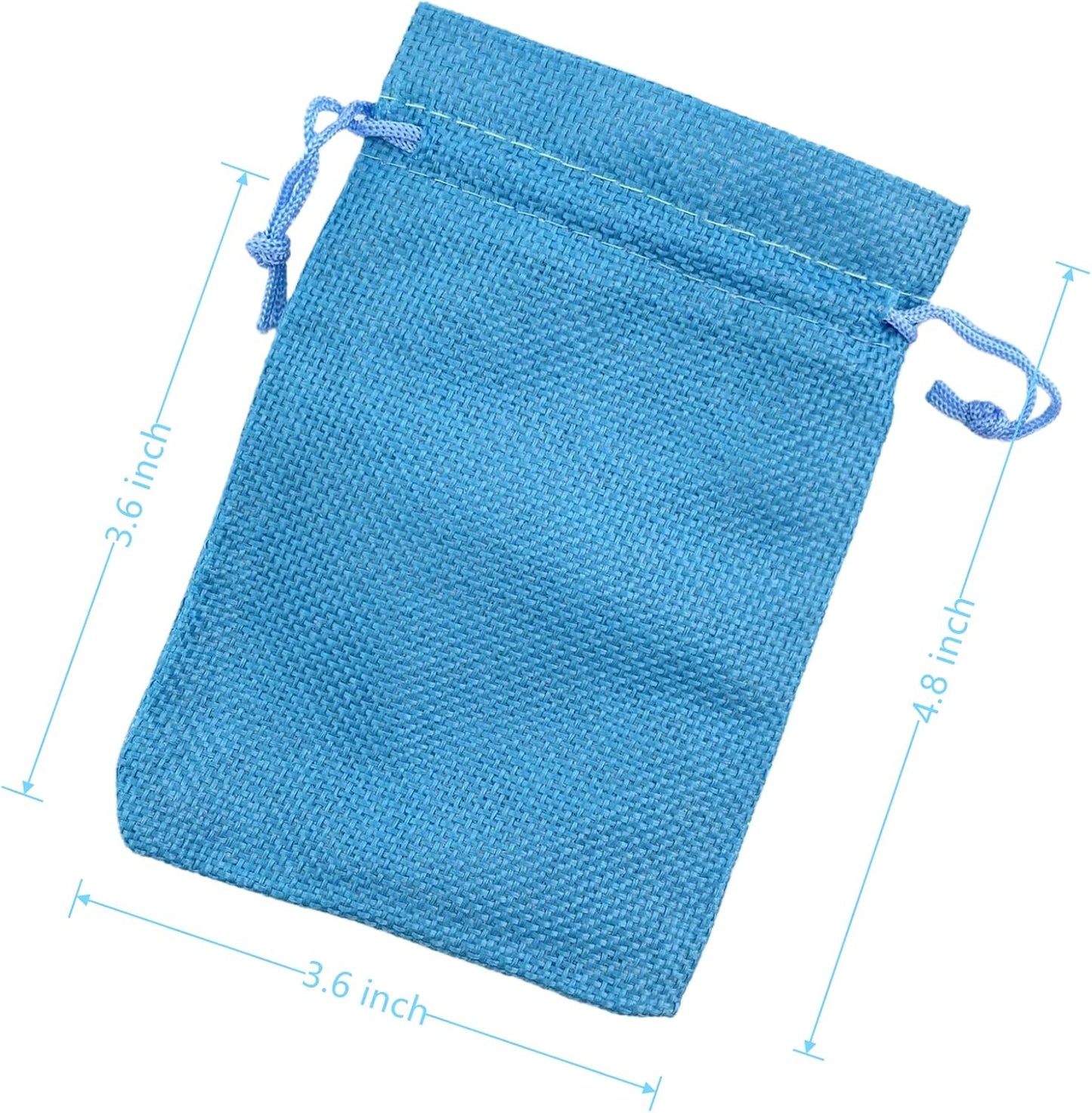 Palmhomee Pack Of 25 Burlap Gift Bags with Drawstring Linen Jewelry Pouches Wedding Hessian Jute Bags for Birthday Jewelry and Treat Pouches Party Wedding Favors Gift Art and DIY Craft   (3.6x4.8 Inch, Ocean Blue)