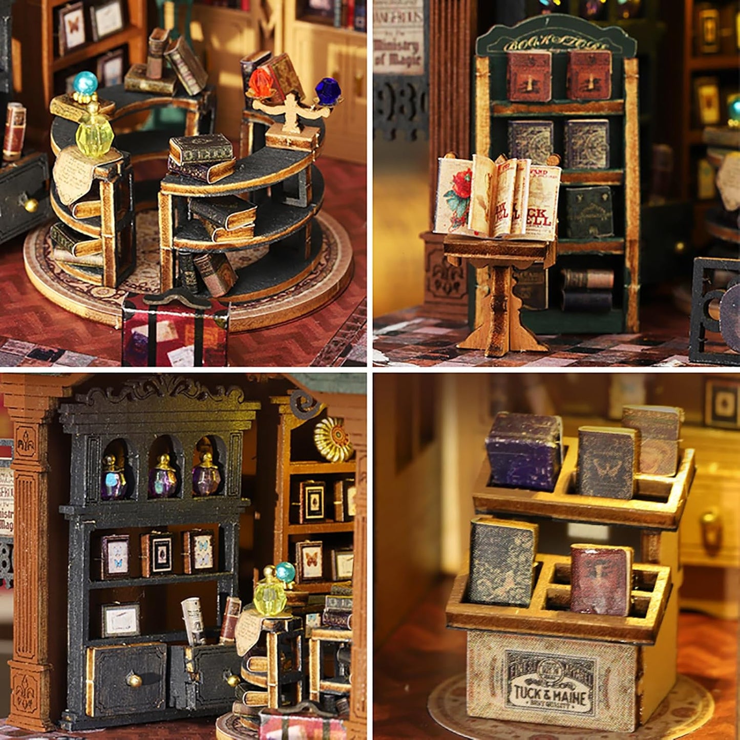 DIY Book Nook Kit - DIY Miniature Dolls House Kit with Furniture and LED Light, 3D Puzzle Wooden Art Bookends, Model Kits for Adults to Build (Twilight Bookstore)