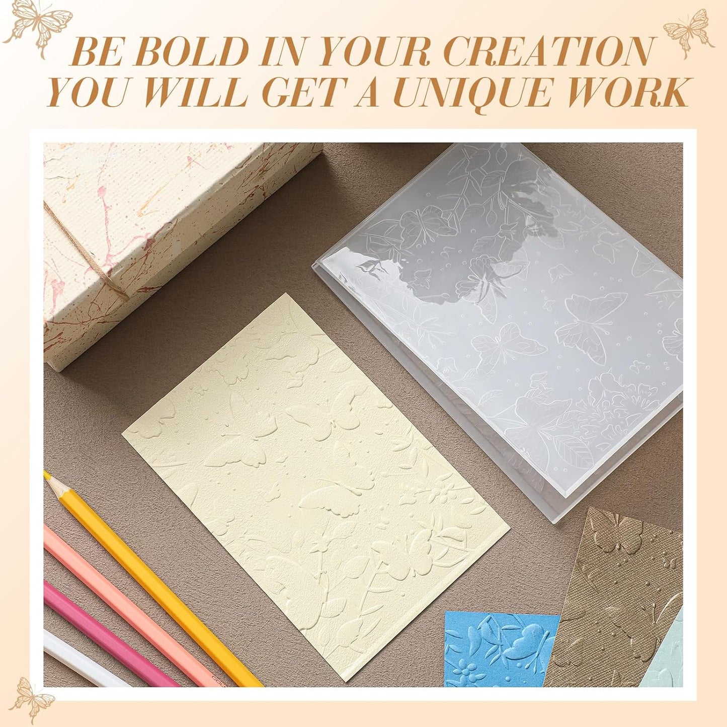 Geiserailie 1 Pcs Embossing Folders Embossing Machine Template Paper Card Folders for Christmas Card Making DIY Flower Scrapbook Photo Album Craft Decoration 5.9 x 4.1 Inch (Butterfly Style)