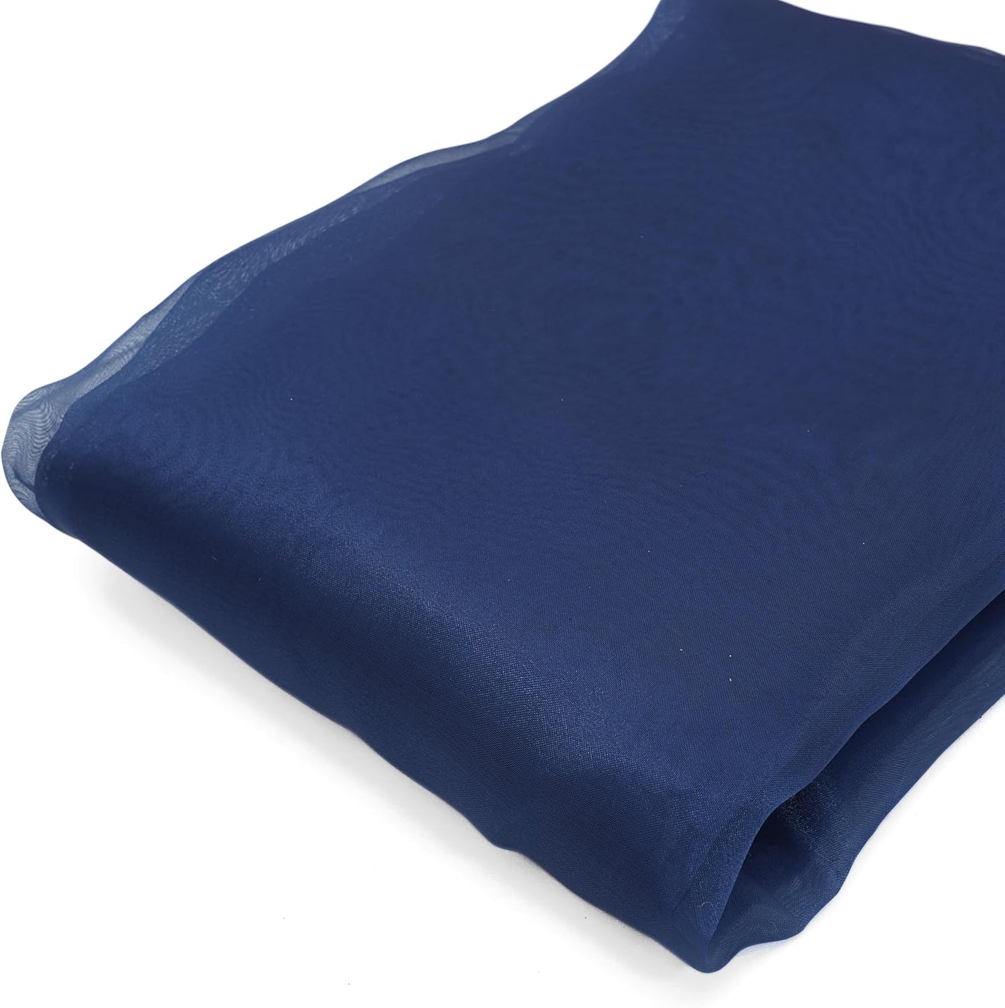 Organza Fabric 5 Yard Bridal Solid Sheer Organza Fabric Bolt for Wedding Dress, Fashion, Crafts, Decorations Silky Shiny Organza 44" - (5 Yard, Navy Blue)