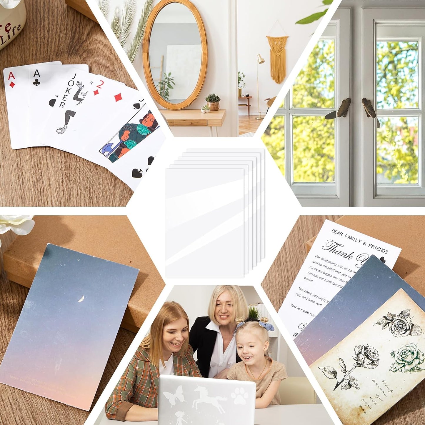 Clabby 36 Sheets Holographic Sticker Paper A4 Vinyl Sticker Paper Self Adhesive Waterproof Transparent Film, 11.7 x 8.3 inches(Clear)