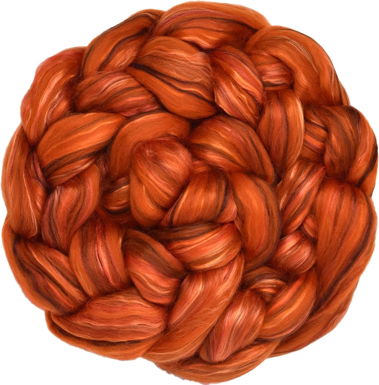 Living Dreams Yarn Merino Silk Luxe Tonal Designer Blend. Superfine Merino, Mulberry, Tussah Silk. Top Roving for Spinning or Felting. Amber Glow 4oz