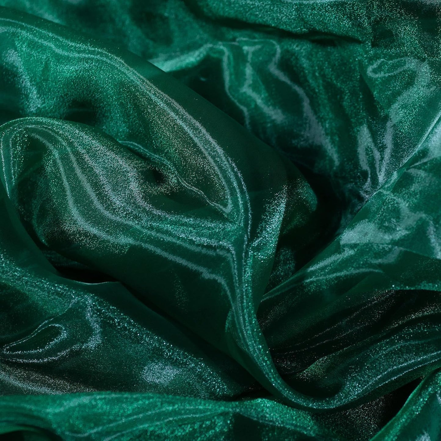 Fynite Sheer Organza Fabric | 20 Yards Long | 44" Wide | Bridal Solid Bolt for Wedding Dress, Fashion Craft Decorations | Silky Shiny Organza - Hunter Green
