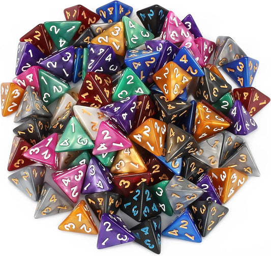 CiaraQ DND Polyhedral Dice (100pcs) with A Dice Bag Compatible with Dungeons and Dragons DND RPG MTG Role Playing Table Games (D4 dice, 10 colors-100 pcs)