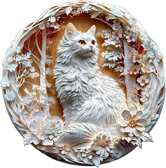 Wooden Puzzles Adults, 3D Cats Wooden Puzzles 100 Pieces, Unique Animal Shaped Wood Challenging Jigsaw Puzzles Gifts for Adults, 8.5x8.5in