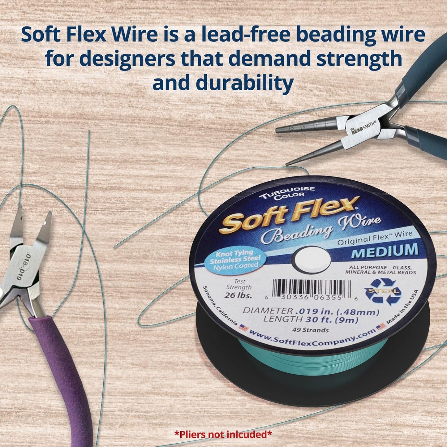 Soft Flex 49 Strand Beading Wire - Medium 0.19 Diameter - 30 Feet Nylon Design Wire