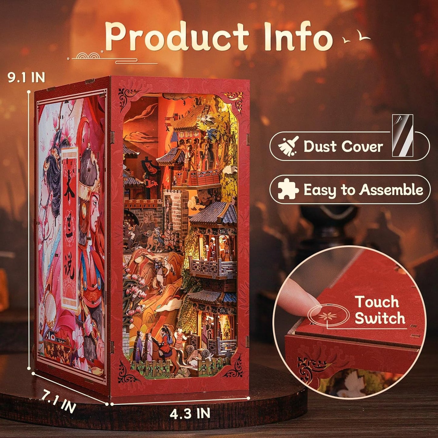 CUTEBEE Book Nook Kit - DIY Miniature House Kit for Adults and Teens, Dollhouse Booknook Tiny House Model Build Bookshelf Decor, Gifts for Family, Friends