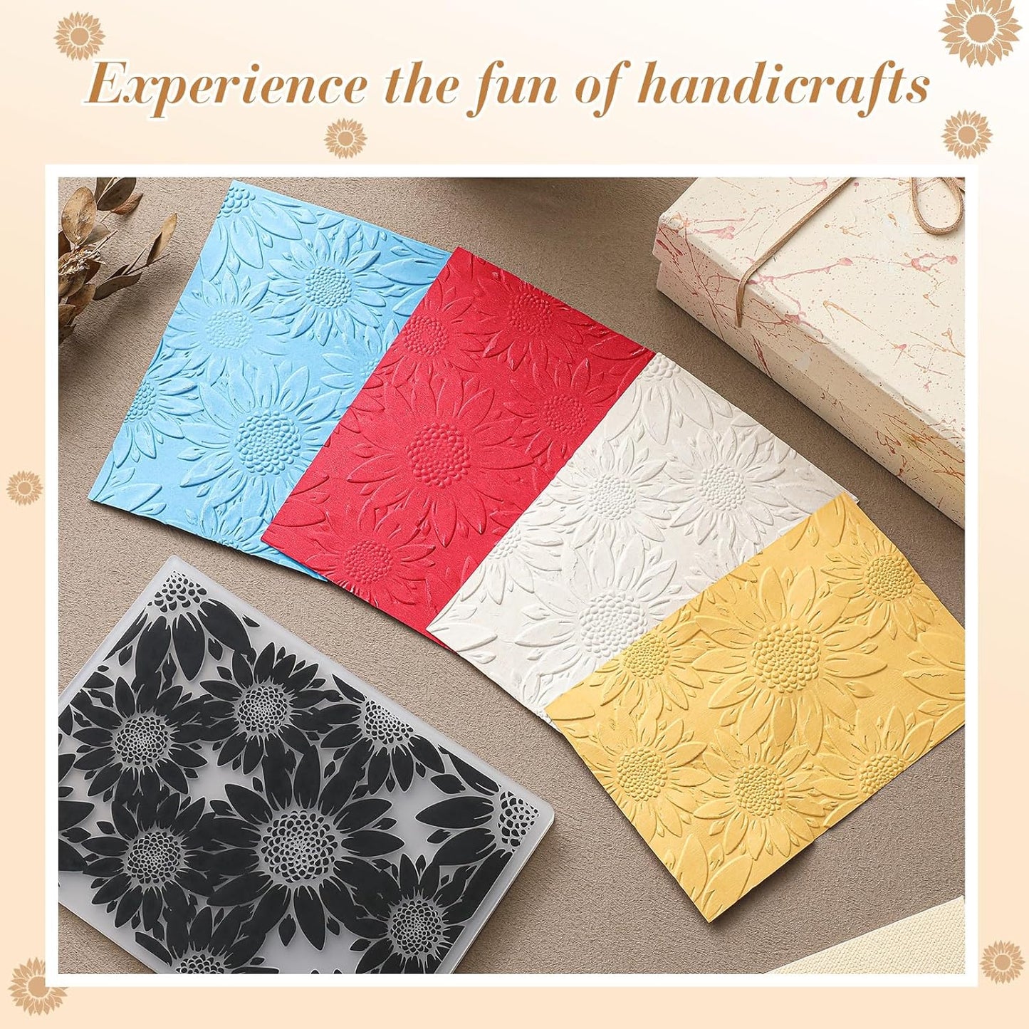 Geiserailie 1 Pcs Embossing Folders Embossing Machine Template Paper Card Folders for Christmas Card Making DIY Flower Scrapbook Photo Album Craft Decoration 5.9 x 4.1 Inch (Sunflower Style)