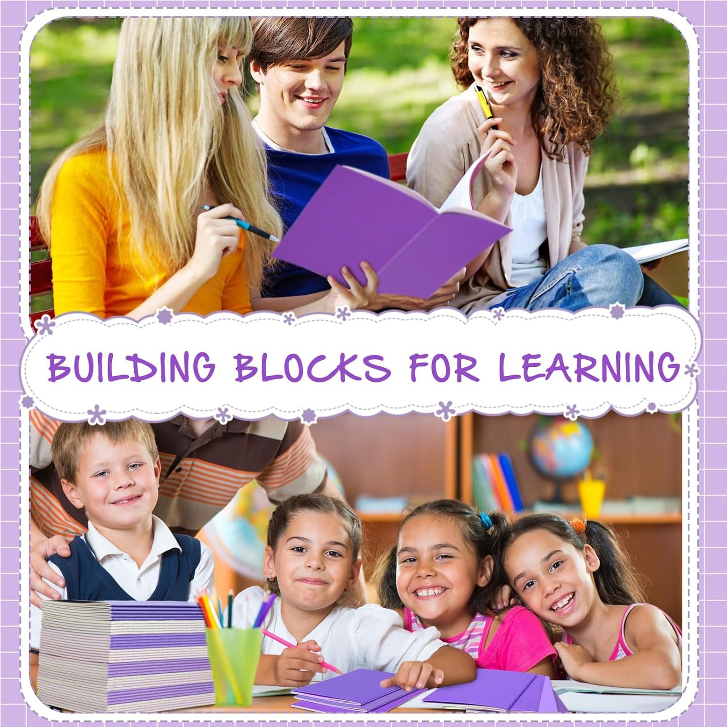 Handepo 100 Pack Composition Notebooks A5/A6 Ruled Lined Composition Kraft Notebooks Bulk Soft Cover Journals Travel Diary Memo for Students Classroom Office Supplies(A5,Purple)