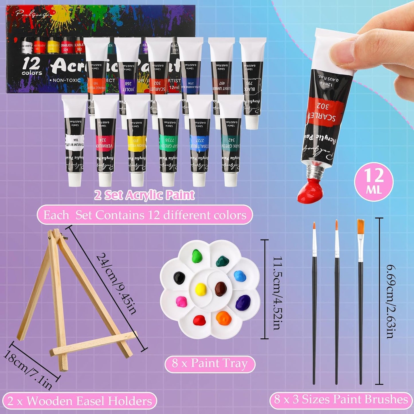 Cholemy 36 Pcs Paint and Sip Kit for Adults 8''x10'' Pre Drawn Canvas for Painting DIY Afro Acrylic Painting Kit Wood Easel Brushes Date Night Bulk for Christmas Party Gifts(Butterfly)
