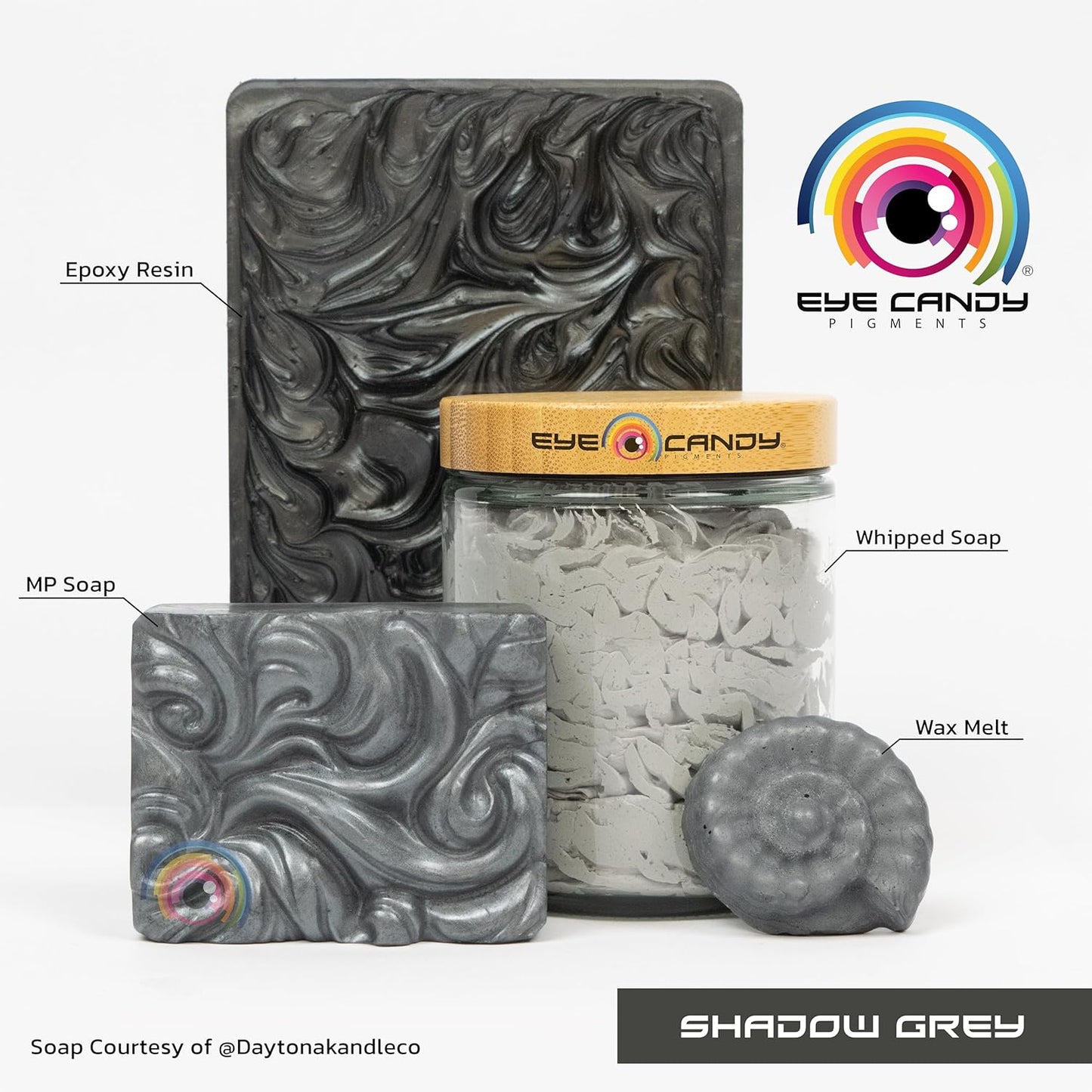 Eye Candy Pigments Premium Grey Mica Powder - Shadow Grey (25gr) - for Epoxy, Resin, Soap, Paint, Woodworking, Acrylic Pouring, Bath Bombs, Fishing Lures - DIY Arts and Crafts Additive