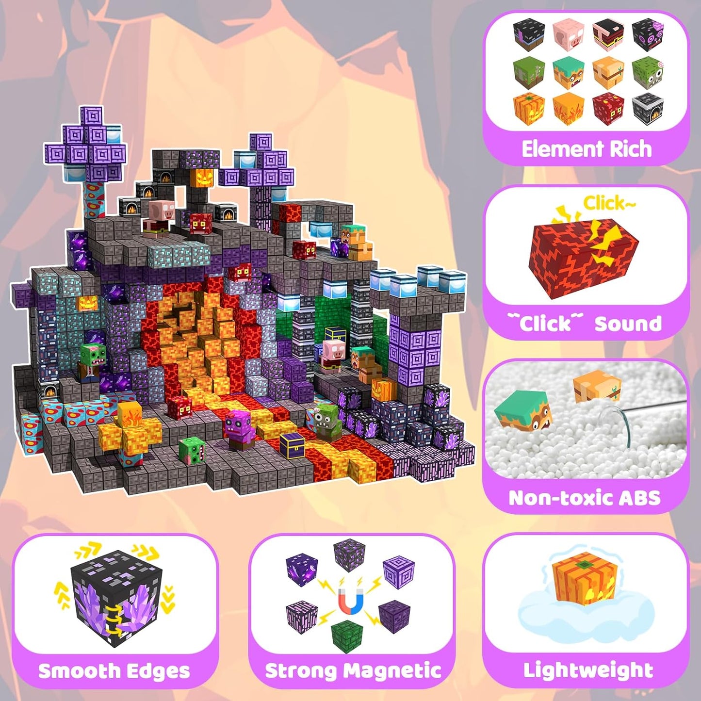 100 PCS Magnetic Blocks - Magnetic Building Blocks Toys for Kids, Stacking Magnets for Kids, STEM Sensory Toys, Christmas Birthday Gifts for Boys and Girls Ages 3+ Years Old