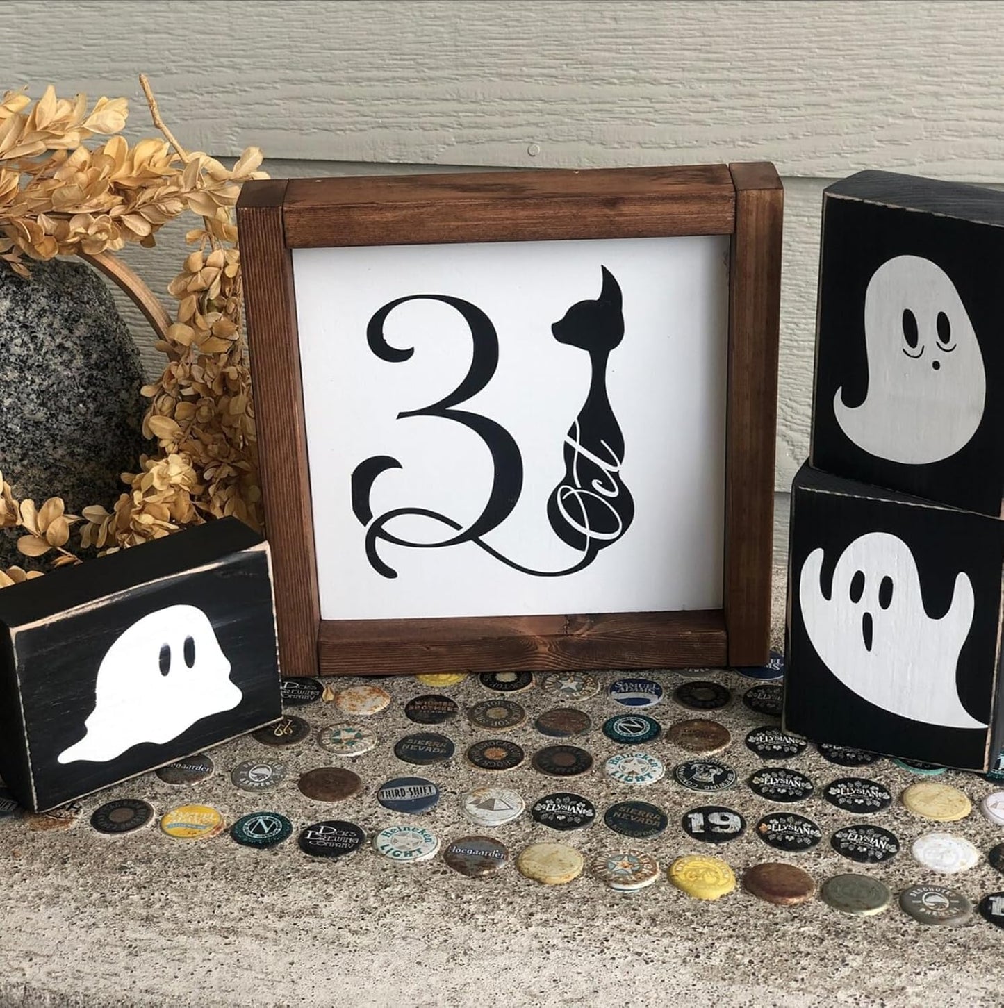 Halloween Stencils for Door Mats Skeleton Boo Stencil Reusable Halloween Stencils for Painting on Wood Sign Door Mats Fabrics DIY Crafts Decor