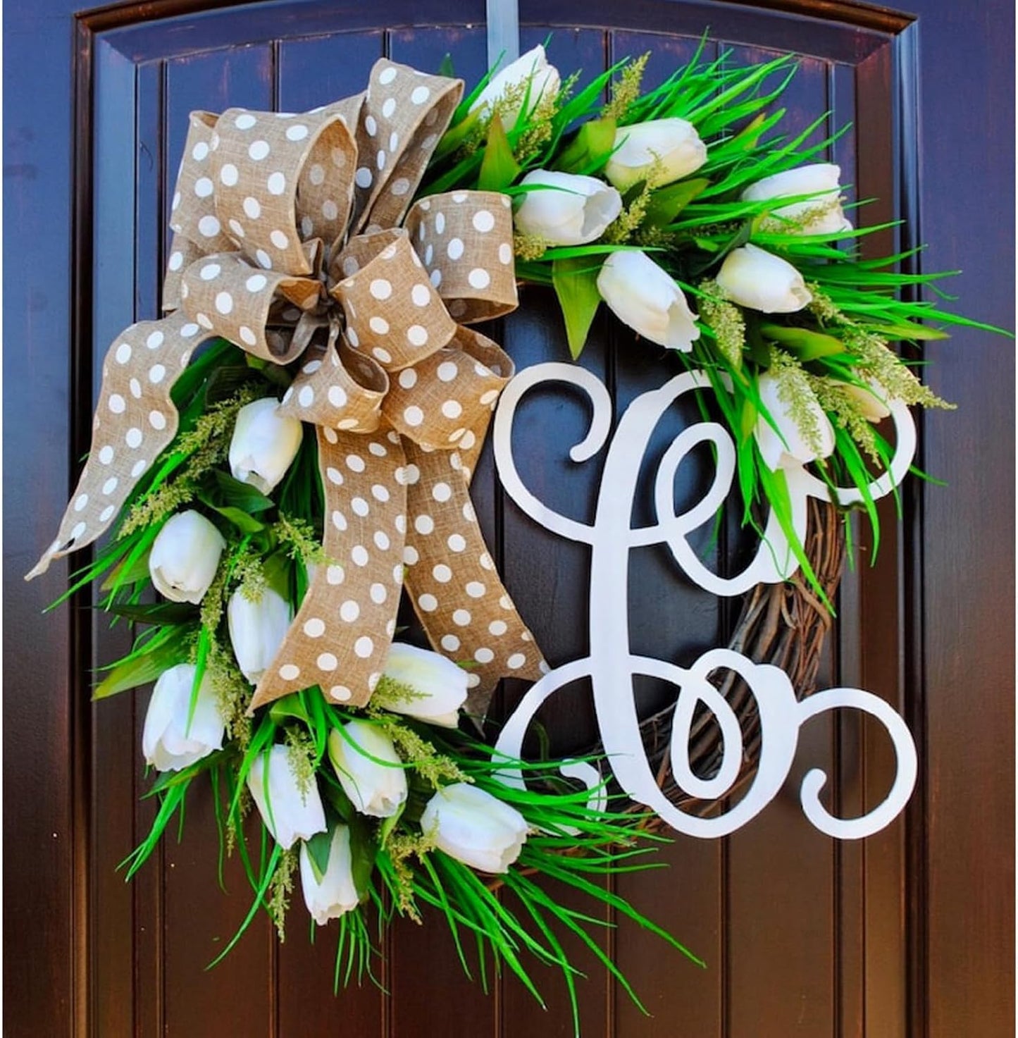 Burlap Ribbon Wired, Farmhouse Rustic White Dots Ribbon for Gifts Wrapping DIY Crafts Floral Bows Wreath Making Party Supplies Holiday Home Decoration, 2.5 Inch x 10 Yards