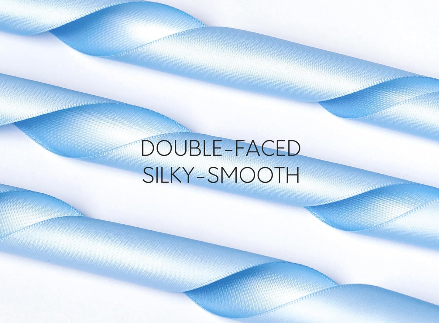 Baby Blue Satin Ribbon 1-1/2 Inch x 50 Yards Double-Faced Ribbons for Gift Wrapping Flower Bouquet Wedding Paper Bows Invitations Crafts