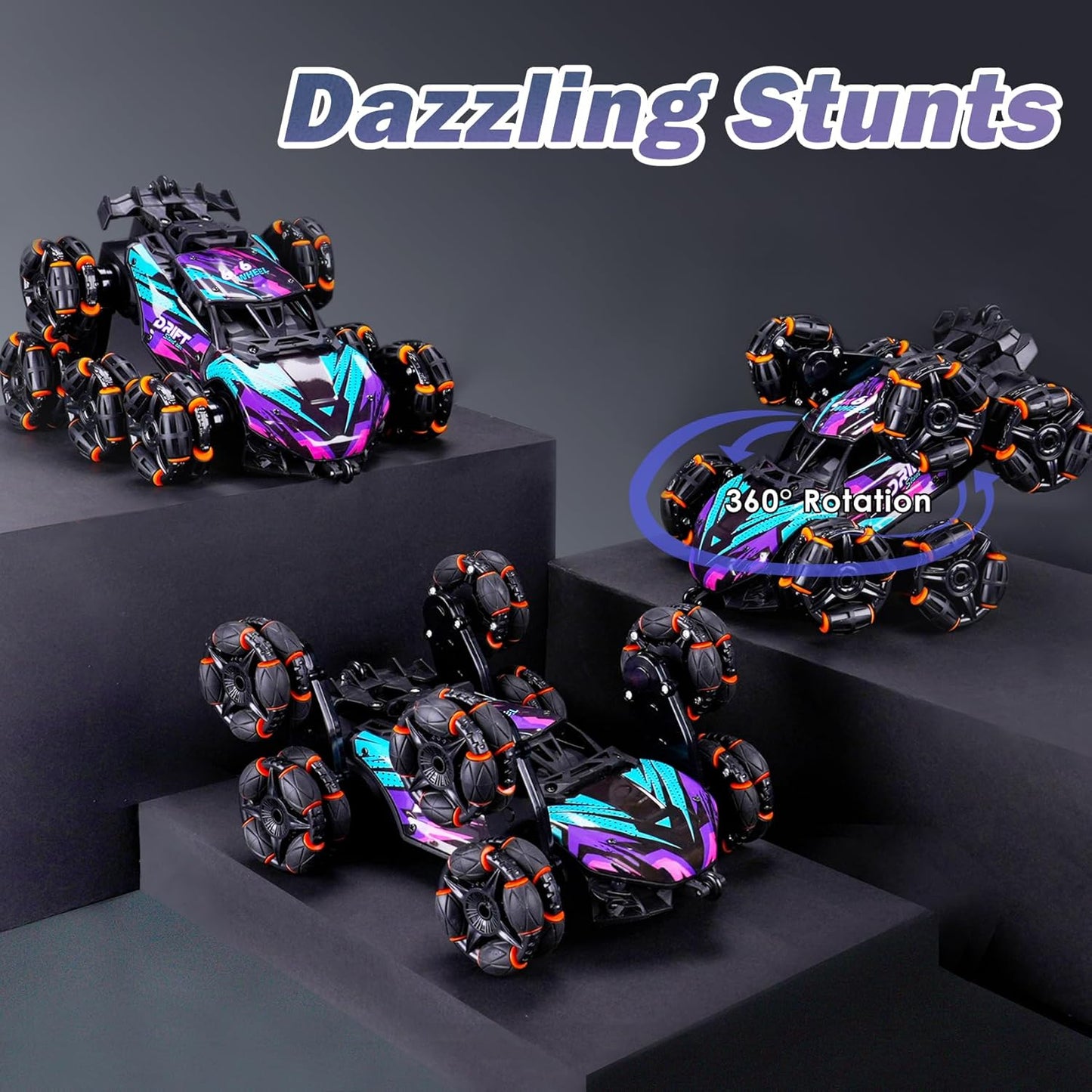 Cool 8 Wheels Hand Controlled RC Stunt Car Toys, Xmas Gifts and Birthday Presents for Kids, Gesture Sensing Remote Control Cars for Boys Age 6 7 8-10 11 12 Year Old