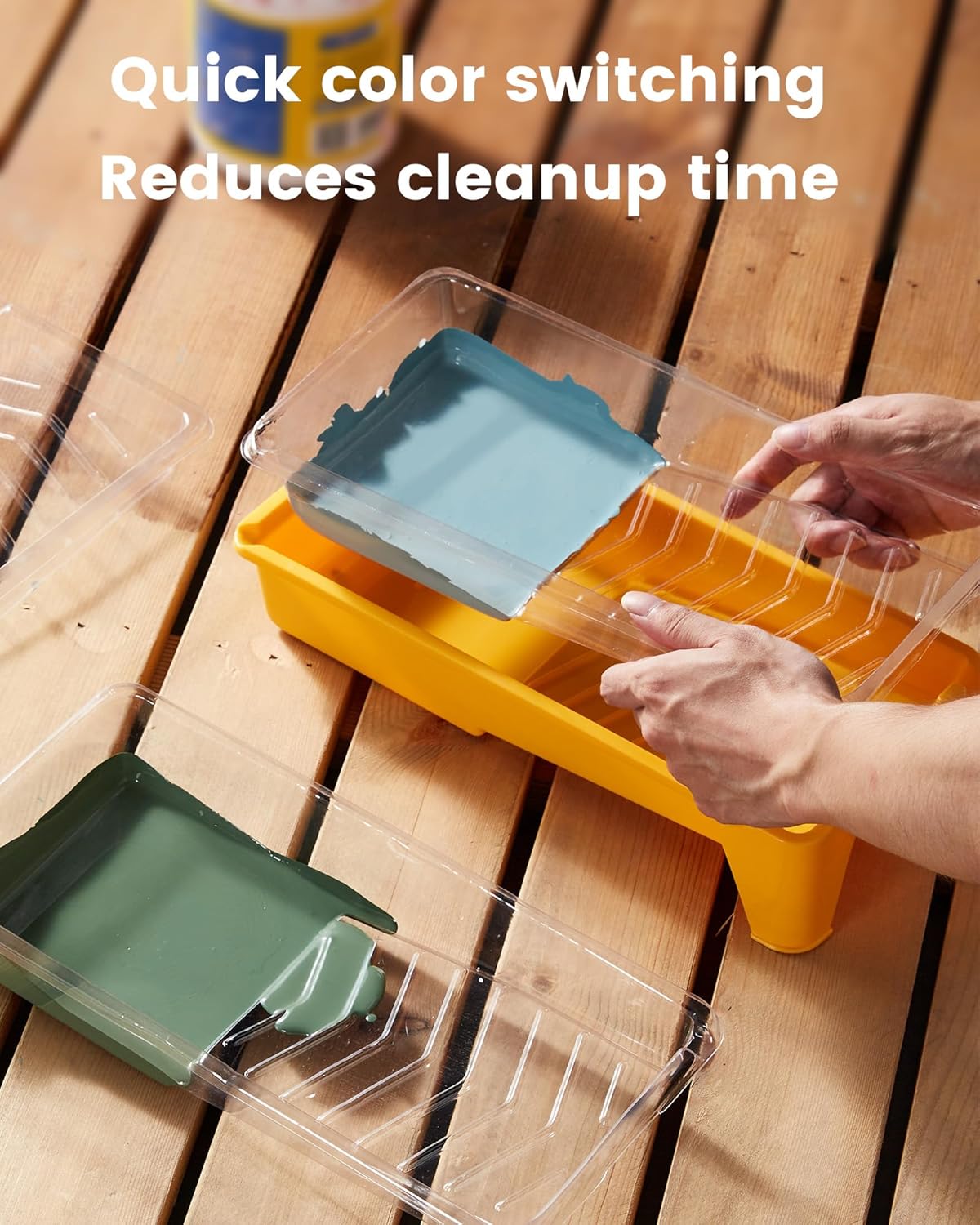 Voomey 4 Inch Paint Roller Tray - 24 Pack Plastic Liners & 1x Roller Frame, 4" Paint Tray Set, for Home Decor, Walls and Furniture Painting