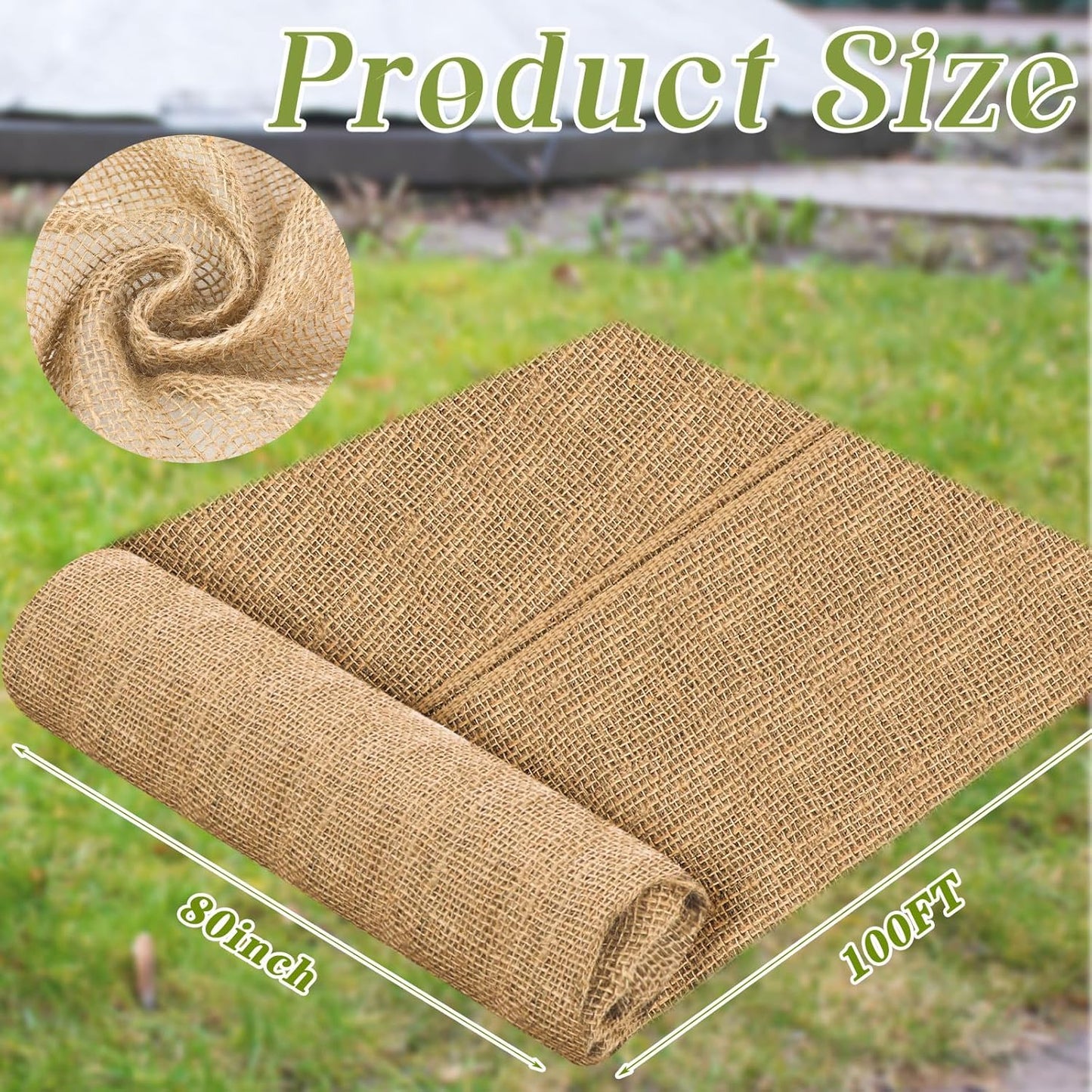 Buryeah Burlap Fabrics Roll Natural Jute Burlap Tree Wraps Protector Winter Frost Plant Blankets Cloth Weed Barrier Fabric Garden Plants for Winter Outdoor Trees Shrubs Party(80 Inch X 100 ft)