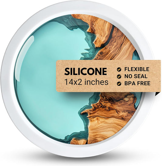 Alaskey® Premium Round Resin Table Silicone Mold 14"x2" | Durable, Reusable, No Seal Required | Large Epoxy Resin Mold for DIY Effortless River Table, Coasters, Cutting Boards, Charcuterie, and Crafts