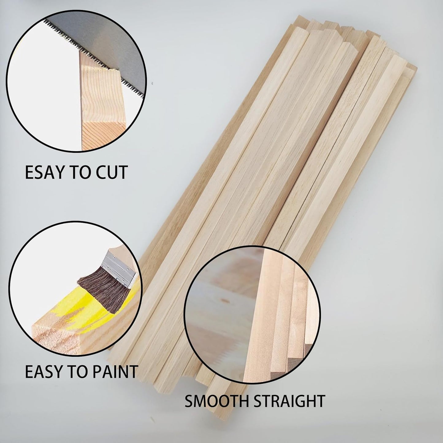 Balsa Wood Sticks, Square Wooden Dowels, Unfinished Hardwood Sticks for Crafts DIY Projects Models Making Supplies (12' X 1/2' X 1/2' 30Pcs)