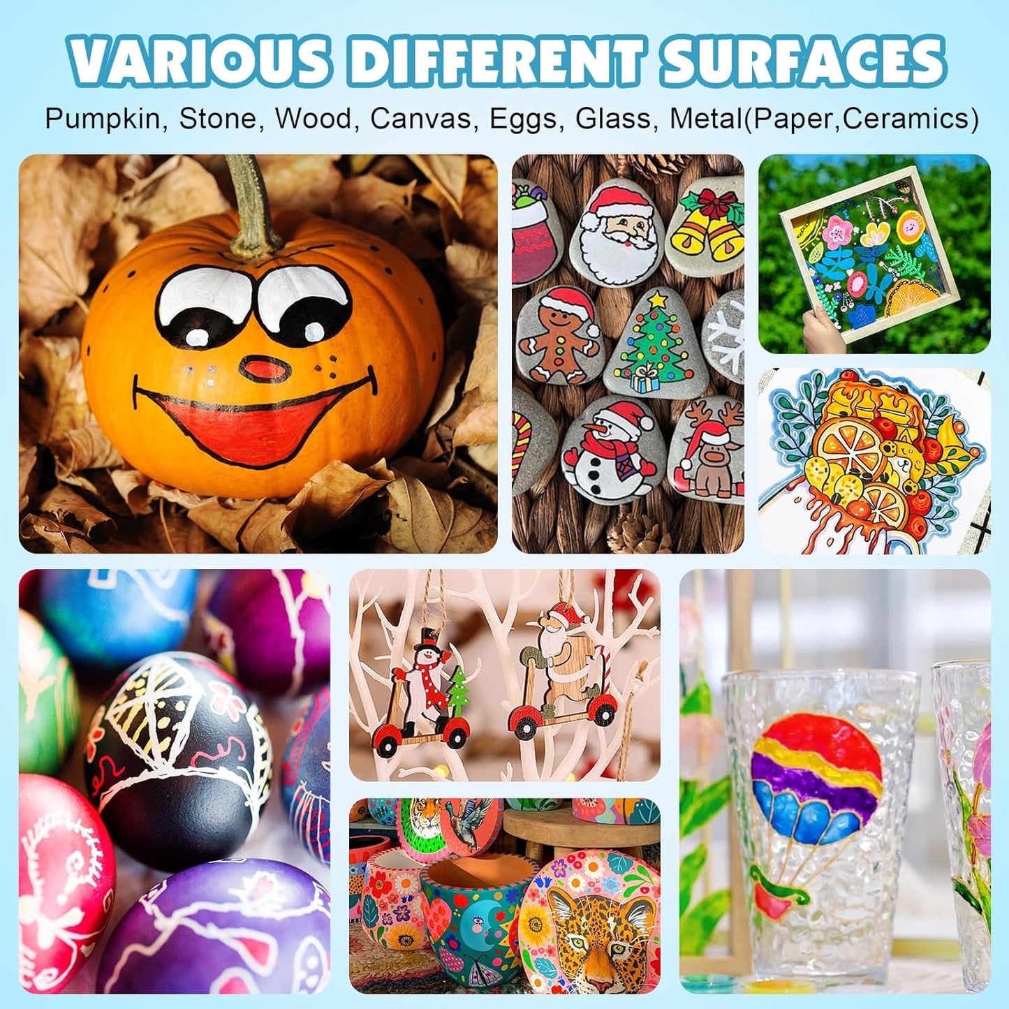 FUMILE 60 Colors Acrylic Paint Marker Dual Tip(Fine and Dot Tip), Paint Pens Acrylic Markers for Wood, Rock, Plastic, Glass, Ceramic, Canvas.Acrylic Markers Set for DIY Christmas Gifts and Art