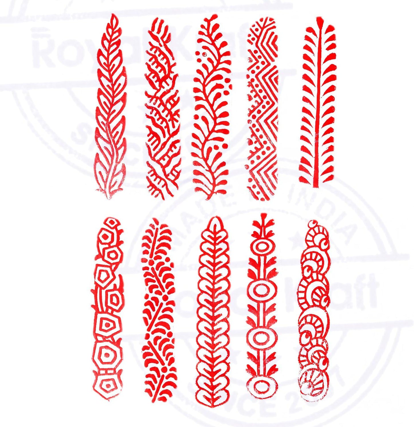 Mehndi Print Blocks Stylish Border Pattern Wooden Stamps (Set of 10) Htag2156