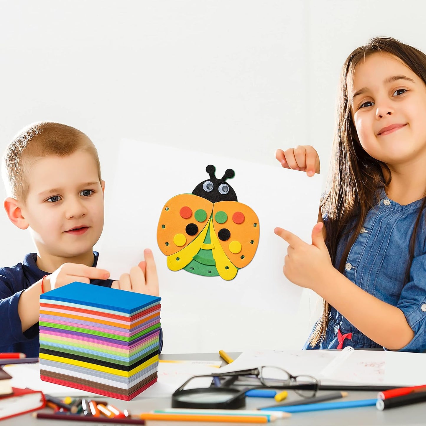 Crafare 8.5x5.5inch Colorful Foam Sheets Crafts 20 Assorted Colors 92 Pack 2mm Thick EVA Foam Sheet for School Project Supply Scrapbooking DIY Cosplay Handcraft