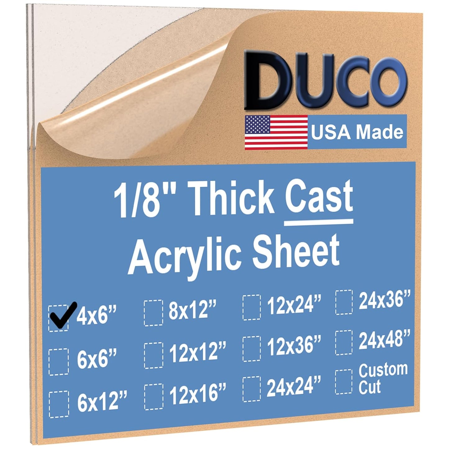 Duco USA-Made Clear Cast Acrylic Sheet 1/8 Inch Thick 4" x 6" - 2 Pack of Transparent Plexiglass Sheet - Lightweight Acrylic Board for Window Replacements, Displays, Signs, and More