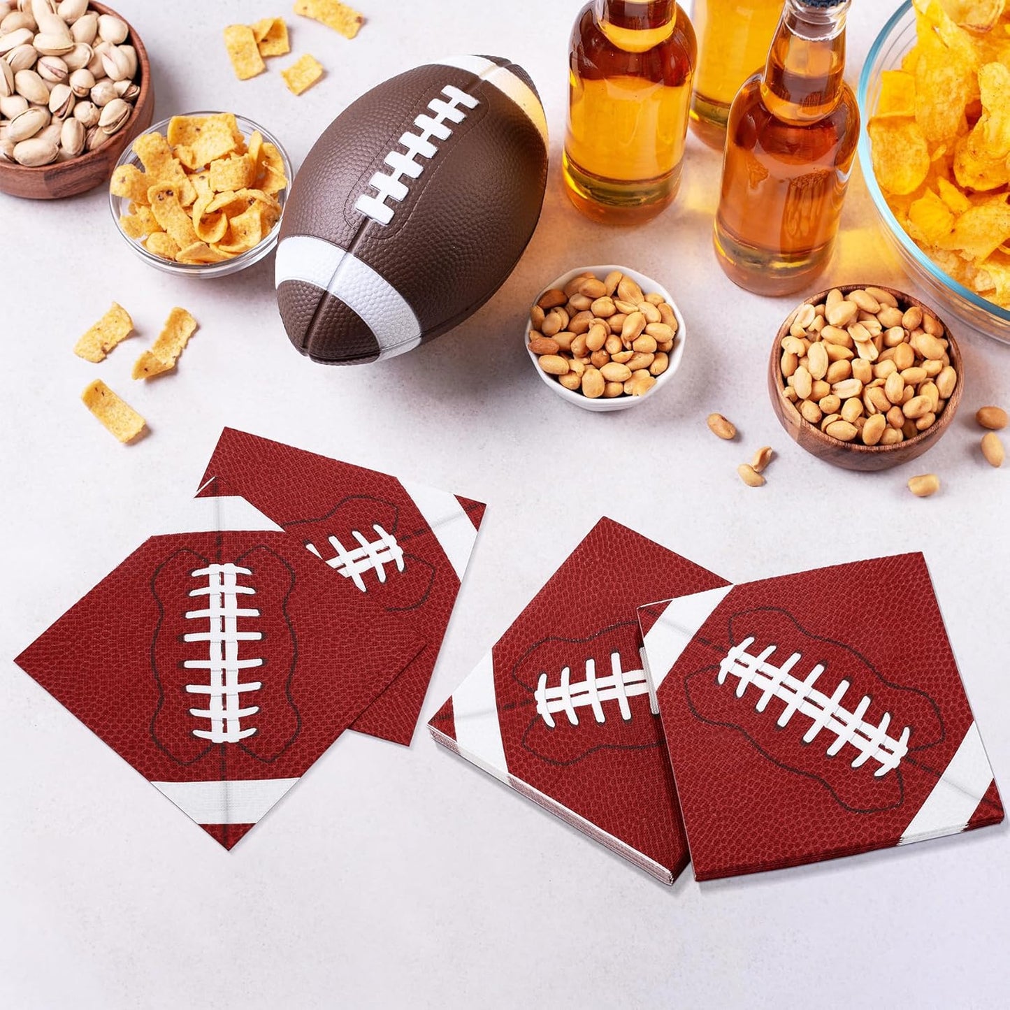 Aodaer 48 Pieces Football Paper Napkins Disposable Football Party Napkins Football Rugby Cocktail Dinner Napkins Set 13" x 13" Unfolded Football Tableware Napkins for Rugby Party Supplies